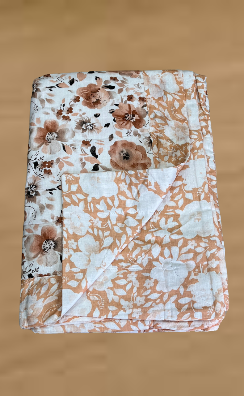 Blanket | Dohar. Peach Garden, Soft & Cozy. One Double bed Reversible | Laces and Frills