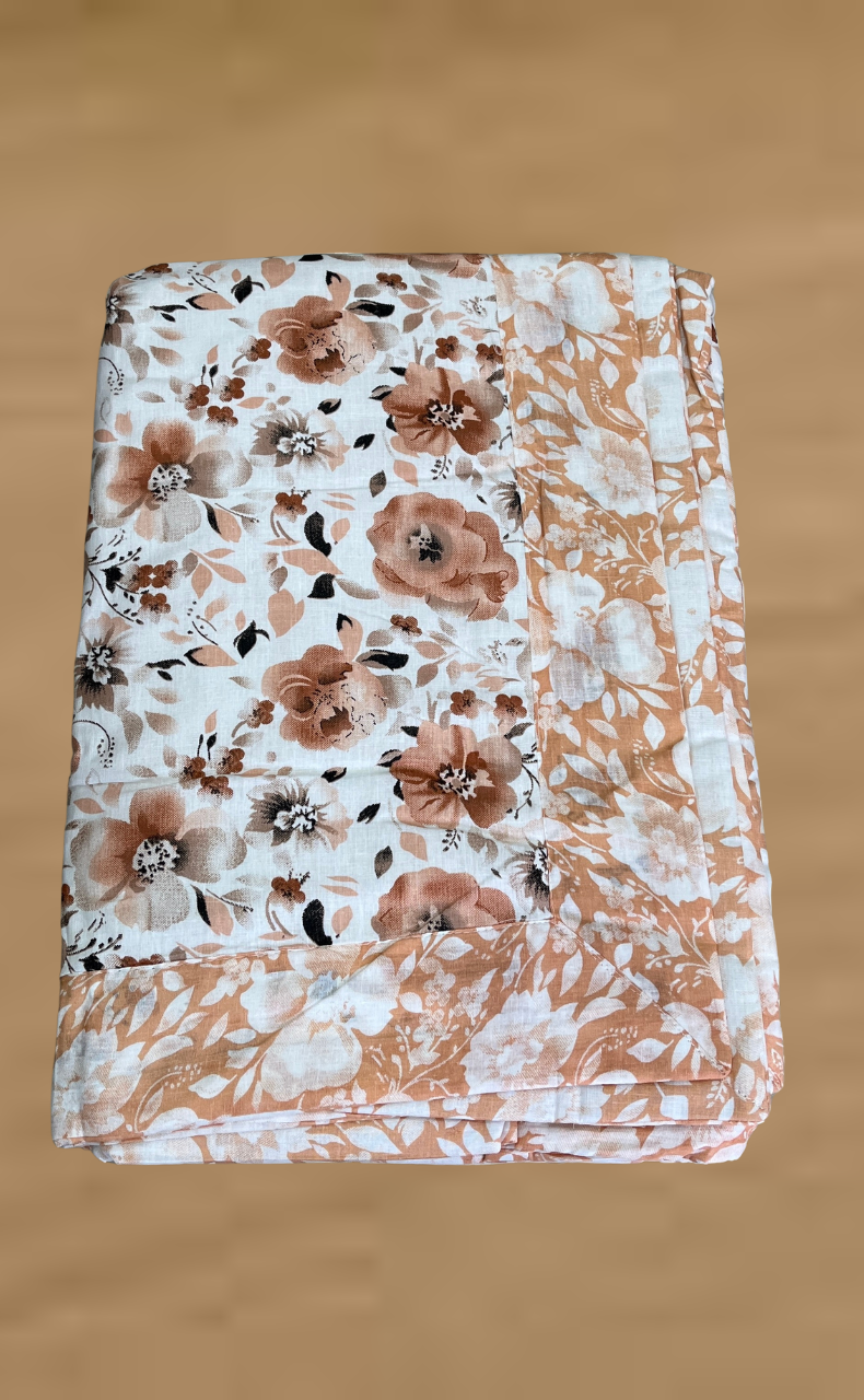 Blanket | Dohar. Peach Garden, Soft & Cozy. One Double bed Reversible | Laces and Frills