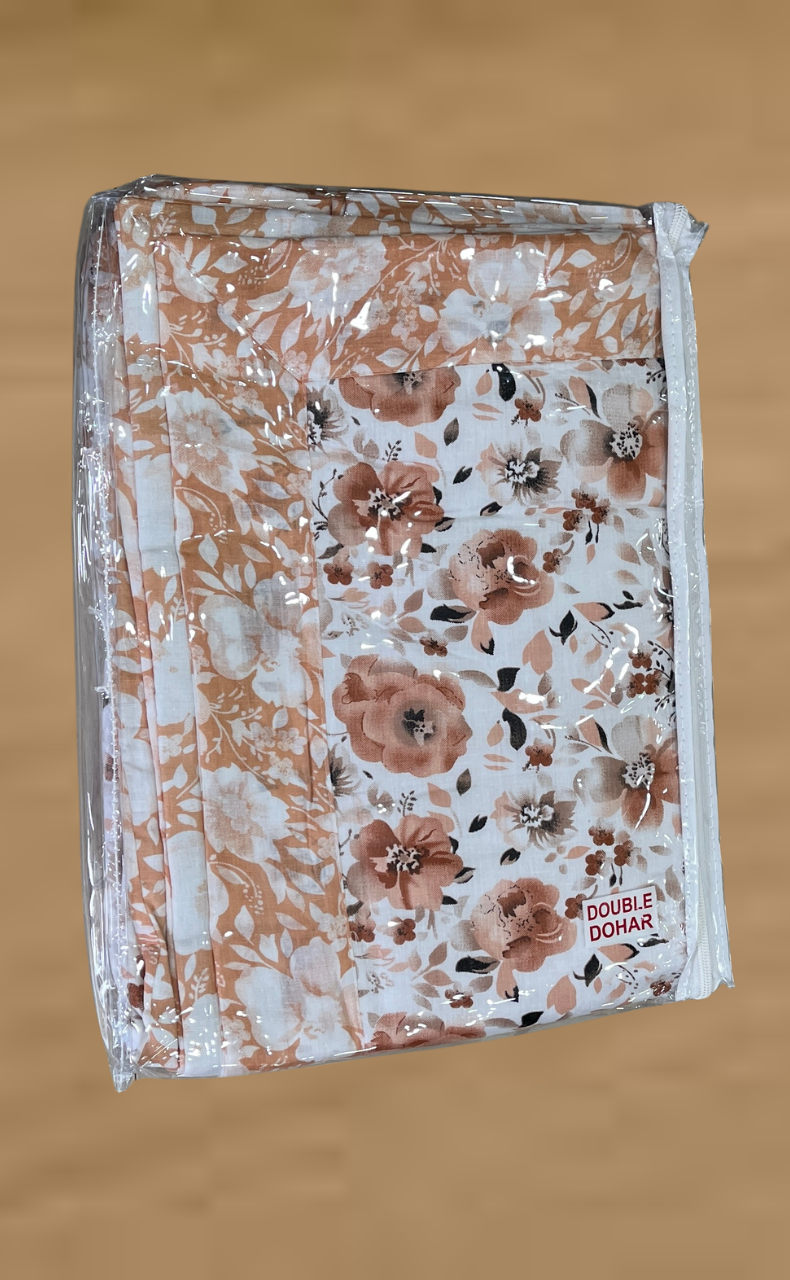 Blanket | Dohar. Peach Garden, Soft & Cozy. One Double bed Reversible | Laces and Frills