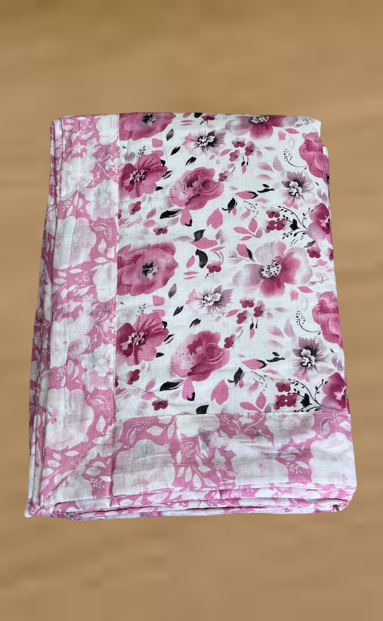 Blanket | Dohar. Pink Garden, Soft & Cozy. One Double bed Reversible | Laces and Frills