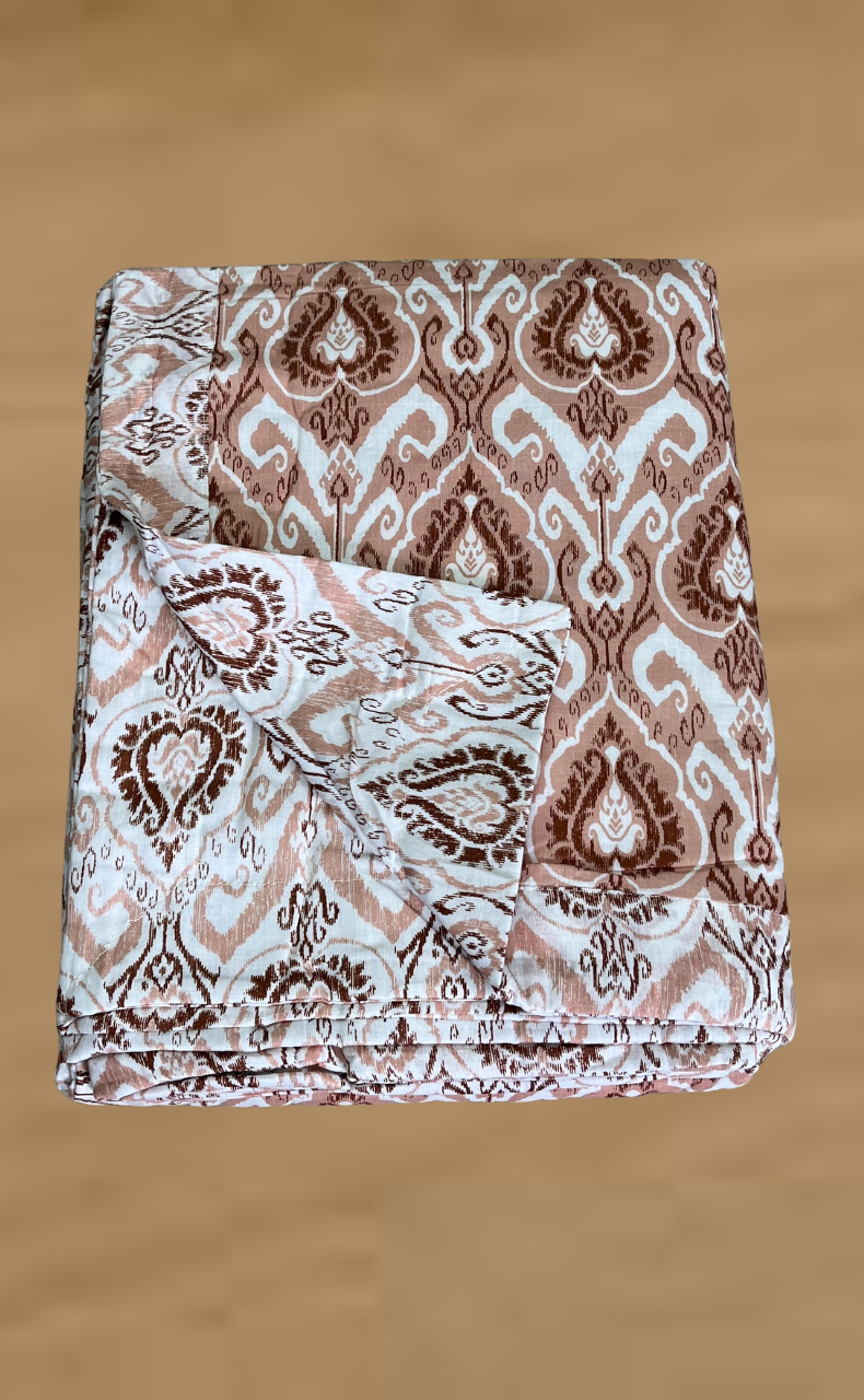 Blanket | Dohar. Peach Ikat, Soft & Cozy. One Double bed Reversible | Laces and Frills