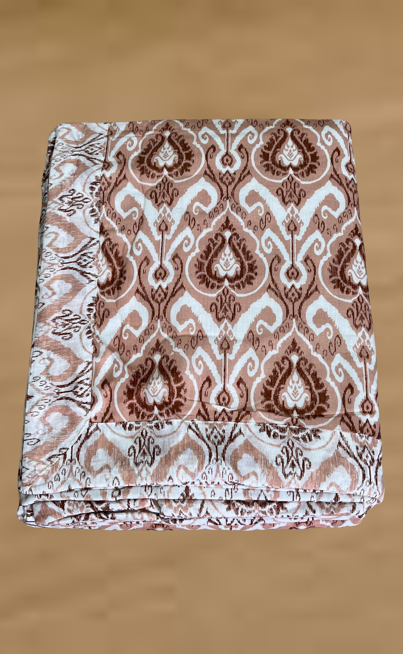 Blanket | Dohar. Peach Ikat, Soft & Cozy. One Double bed Reversible | Laces and Frills