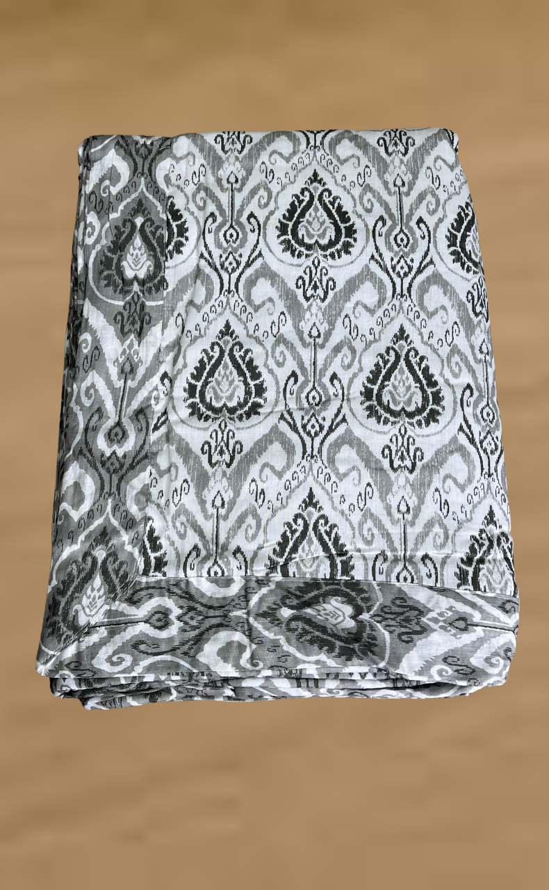 Blanket | Dohar. Grey Ikat, Soft & Cozy. One Double bed Reversible | Laces and Frills