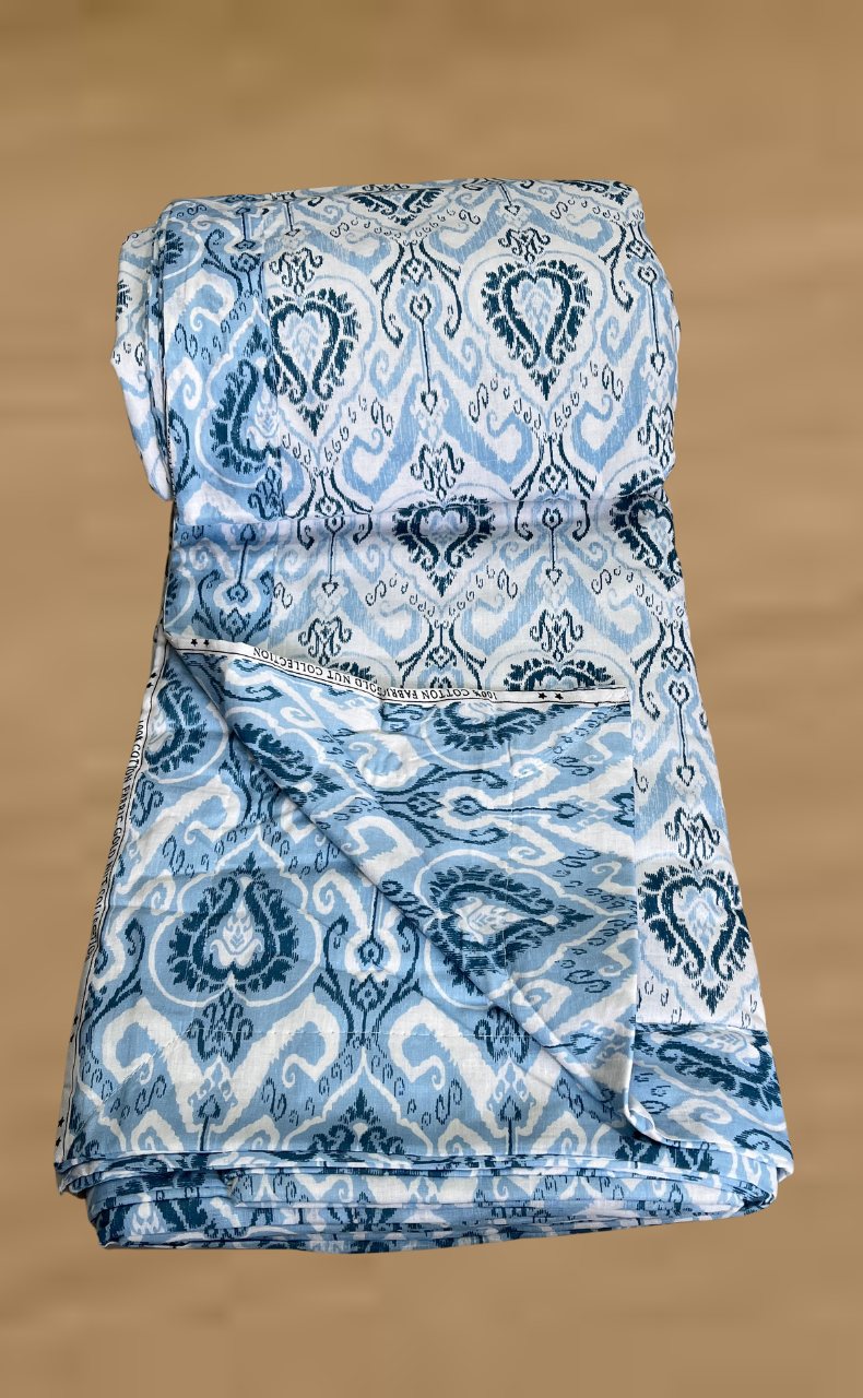 Blanket | Dohar. Blue Ikat, Soft & Cozy. One Double bed Reversible | Laces and Frills