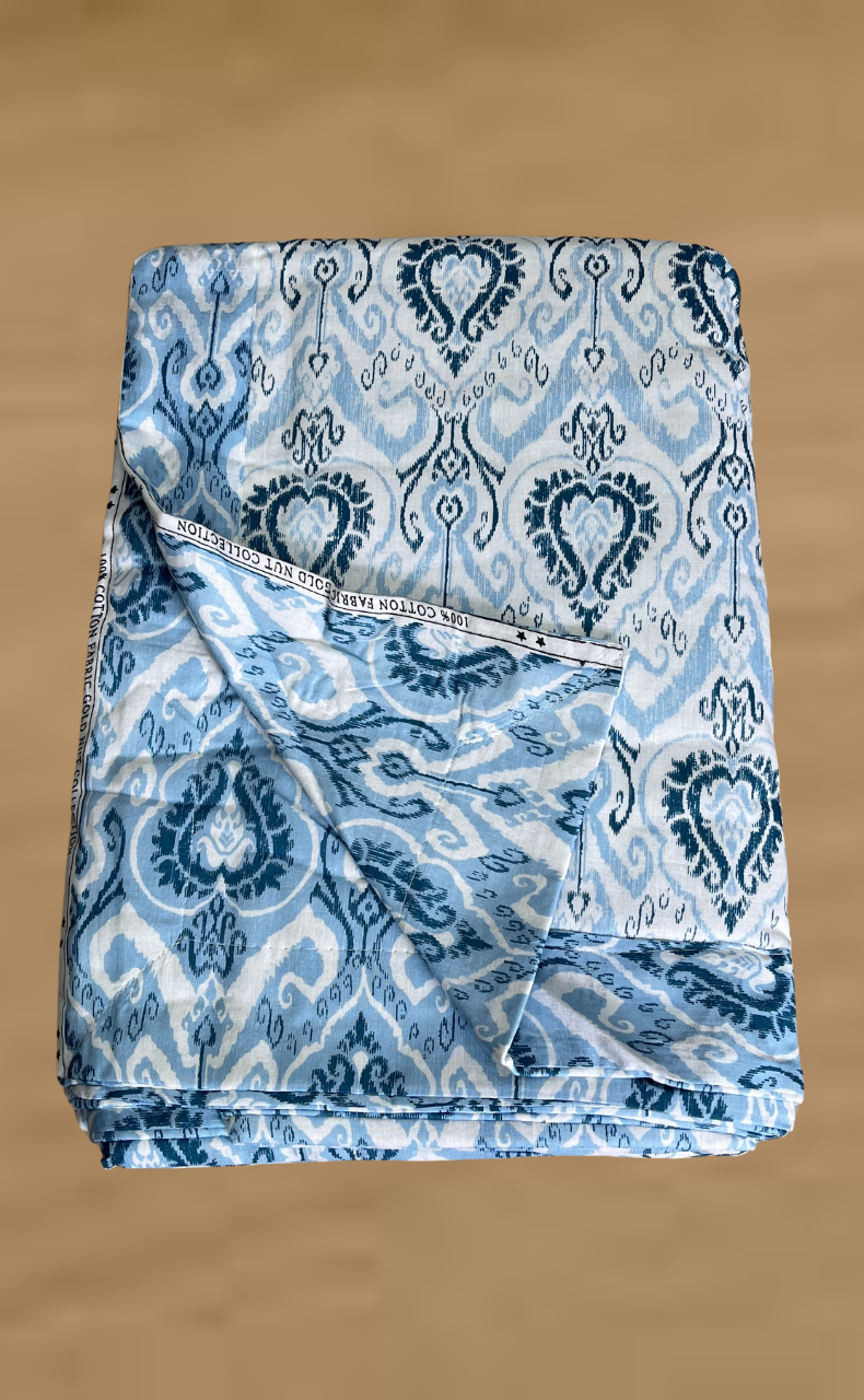 Blanket | Dohar. Blue Ikat, Soft & Cozy. One Double bed Reversible | Laces and Frills