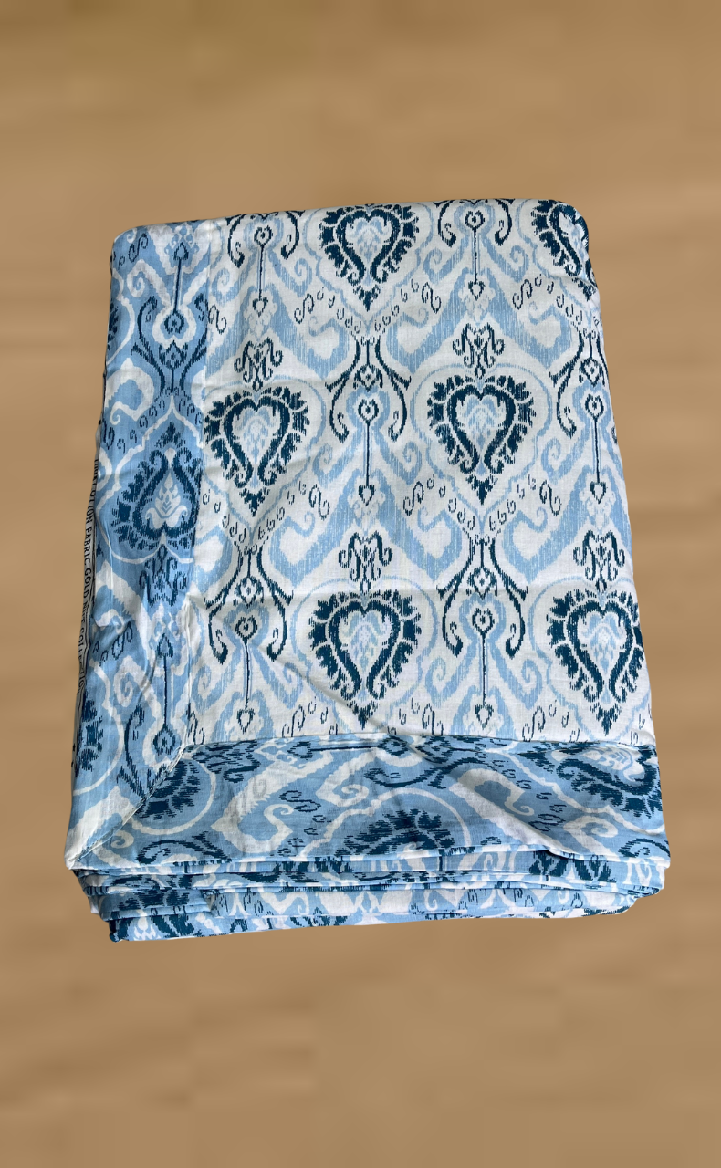 Blanket | Dohar. Blue Ikat, Soft & Cozy. One Double bed Reversible | Laces and Frills
