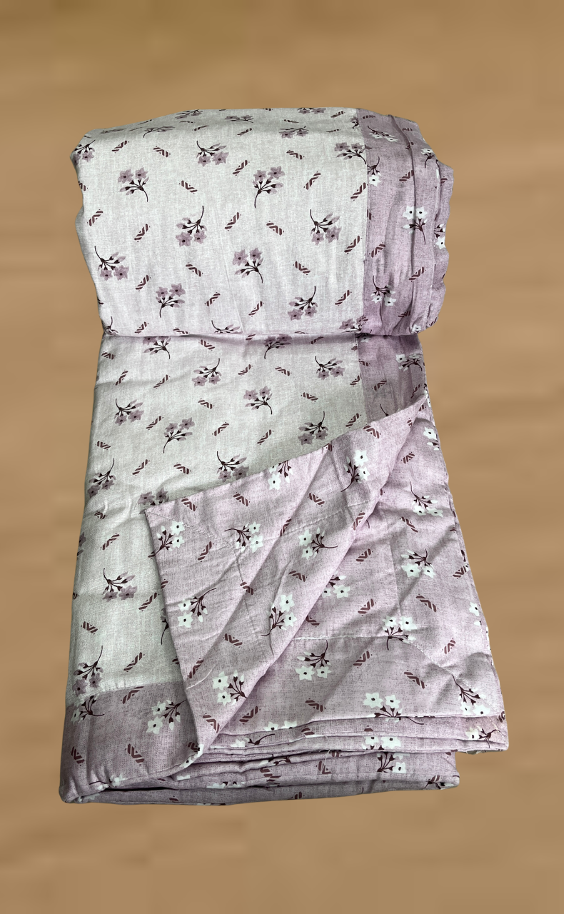 Blanket | Dohar. Lavender Tiny Floral, Soft & Cozy. One Double bed Reversible | Laces and Frills