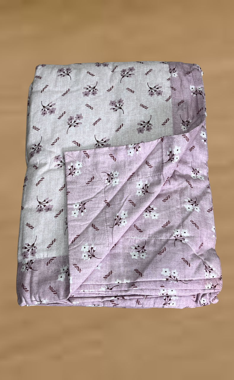 Blanket | Dohar. Lavender Tiny Floral, Soft & Cozy. One Double bed Reversible | Laces and Frills