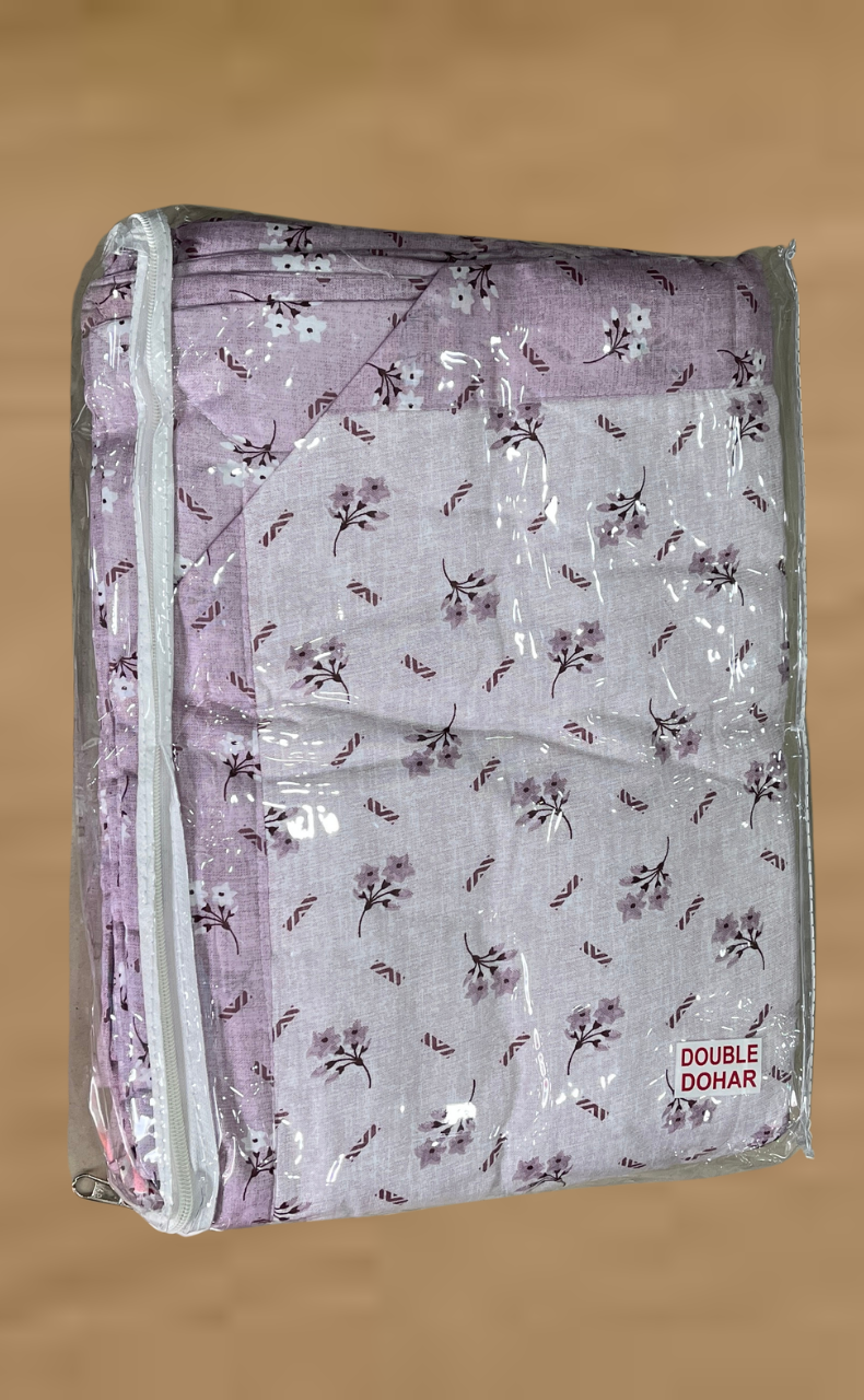 Blanket | Dohar. Lavender Tiny Floral, Soft & Cozy. One Double bed Reversible | Laces and Frills