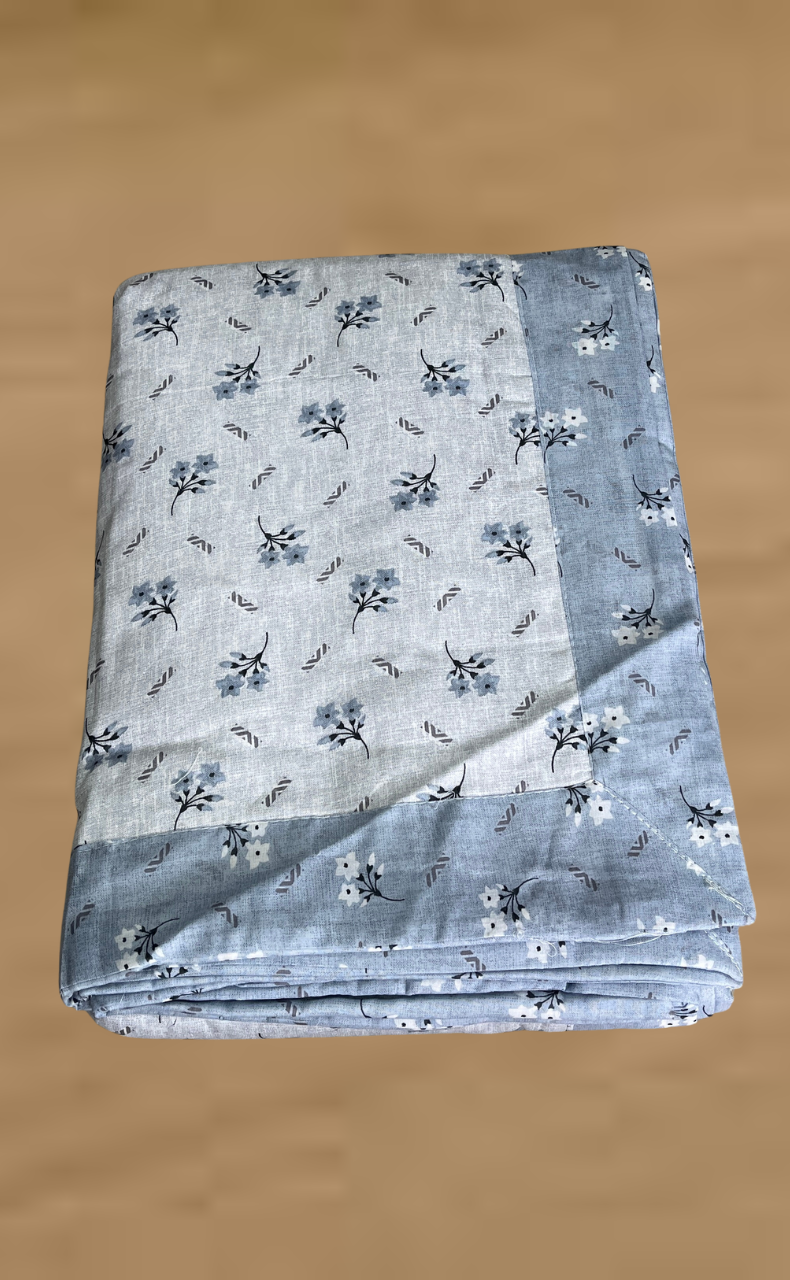 Blanket | Dohar. Blue Tiny Floral, Soft & Cozy. One Double bed Reversible | Laces and Frills