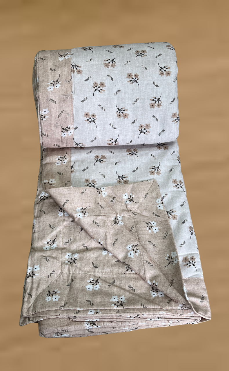Blanket | Dohar. Peach Tiny Floral, Soft & Cozy. One Double bed Reversible | Laces and Frills