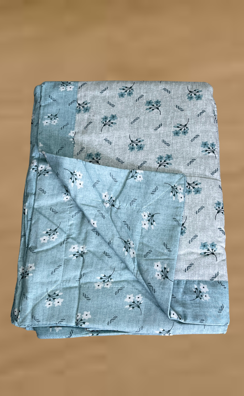 Blanket | Dohar. Sea Green Tiny Floral, Soft & Cozy. One Double bed Reversible | Laces and Frills