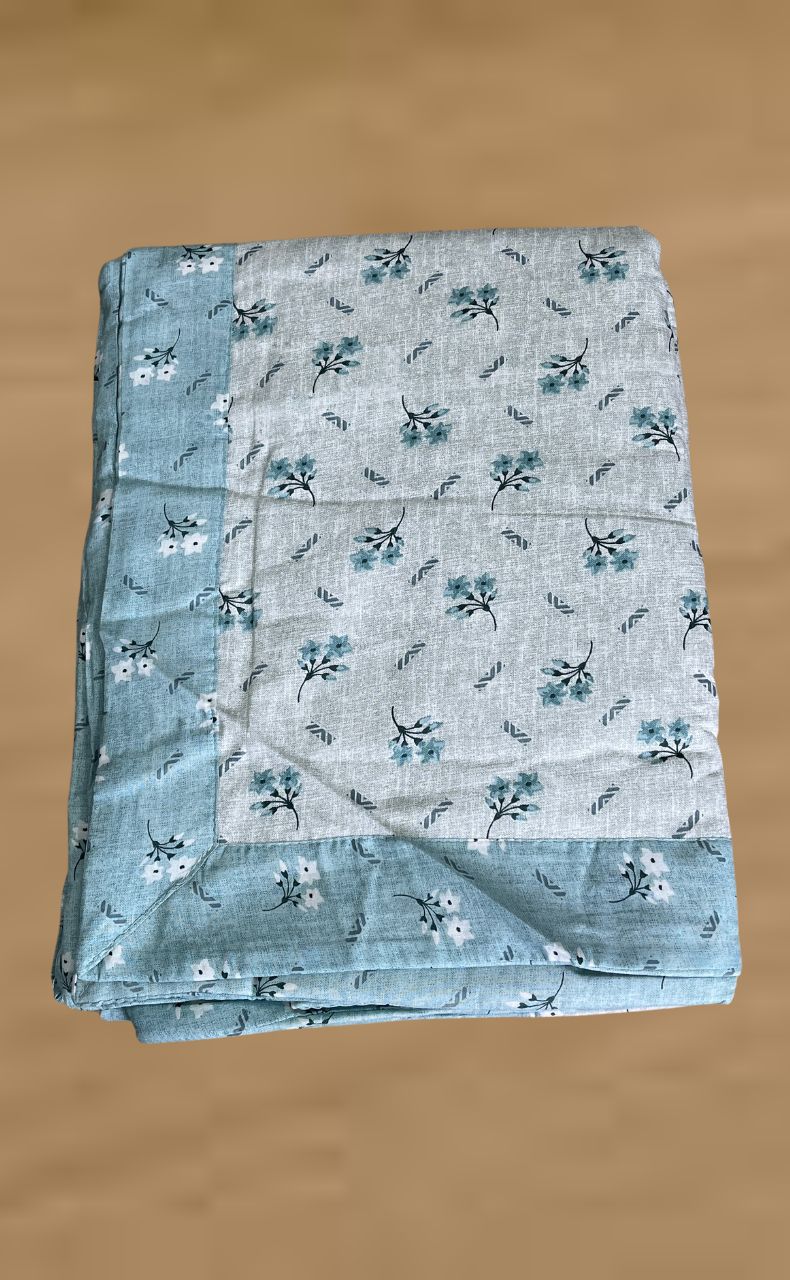 Blanket | Dohar. Sea Green Tiny Floral, Soft & Cozy. One Double bed Reversible | Laces and Frills