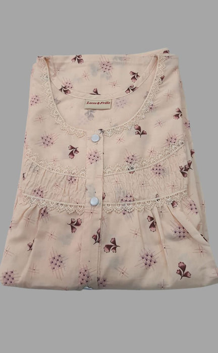 Peach Leaf House Coat Set . Soft Breathable Fabric | Laces and Frills - Laces and Frills