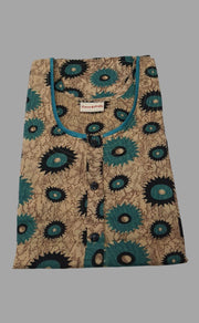 Beige/Sea Green Flora House Coat Set. Soft Breathable Fabric | Laces and Frills - Laces and Frills