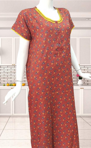 Maroon Floral Spun Nighty. Flowy Spun Fabric | Laces and Frills - Laces and Frills