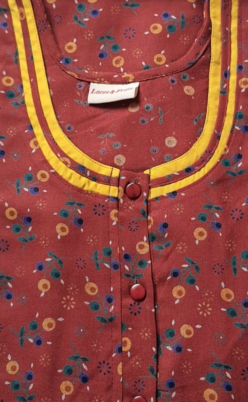 Maroon Floral Spun Nighty. Flowy Spun Fabric | Laces and Frills - Laces and Frills