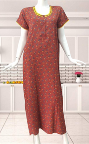 Maroon Floral Spun Nighty. Flowy Spun Fabric | Laces and Frills - Laces and Frills