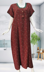 Rust Maroon Stars Spun Nighty. Flowy Spun Fabric | Laces and Frills - Laces and Frills