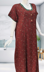 Rust Maroon Stars Spun Nighty. Flowy Spun Fabric | Laces and Frills - Laces and Frills