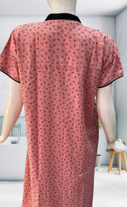 Pink Tiny Floral Soft Cotton Nighty. Soft Breathable Fabric | Laces and Frills - Laces and Frills