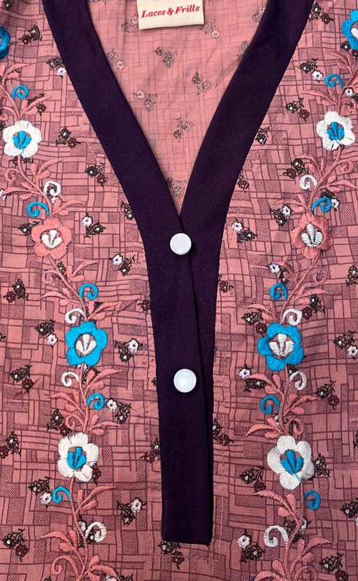 Peach Tiny Flora Soft Cotton Nighty. Soft Breathable Fabric | Laces and Frills - Laces and Frills