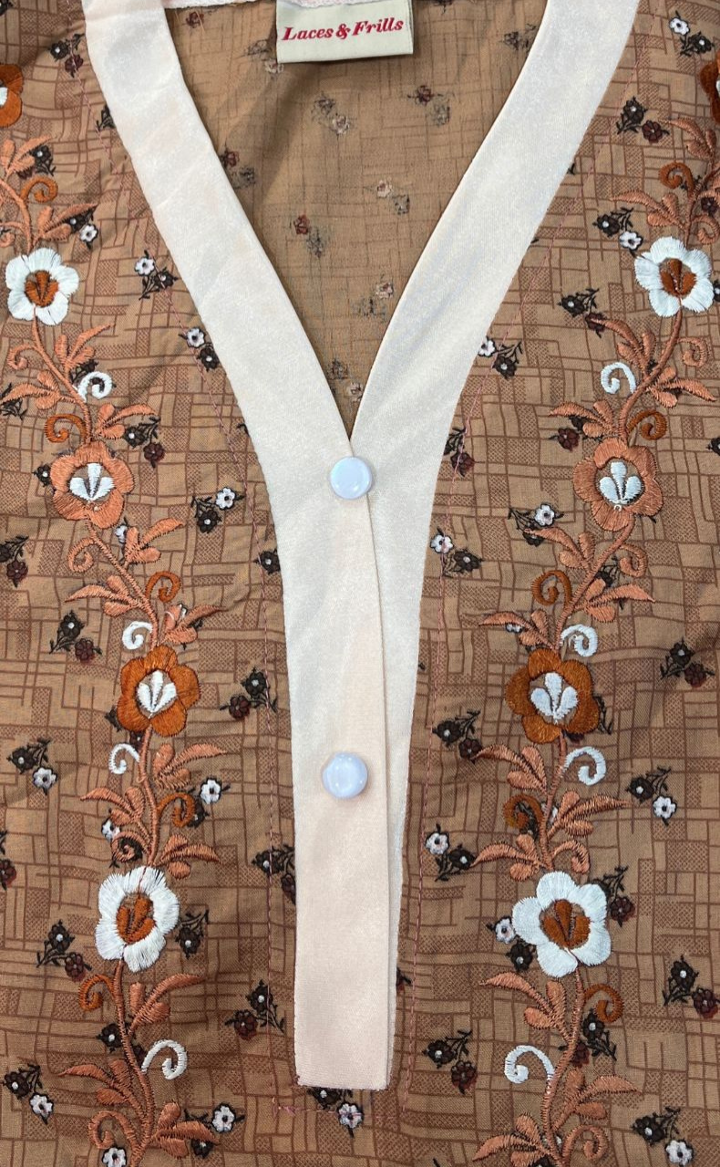 Beige Tiny Flora Soft Cotton Nighty. Soft Breathable Fabric | Laces and Frills - Laces and Frills