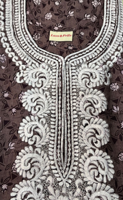 Brown Embroidery Soft Cotton Nighty. Soft Breathable Fabric | Laces and Frills - Laces and Frills