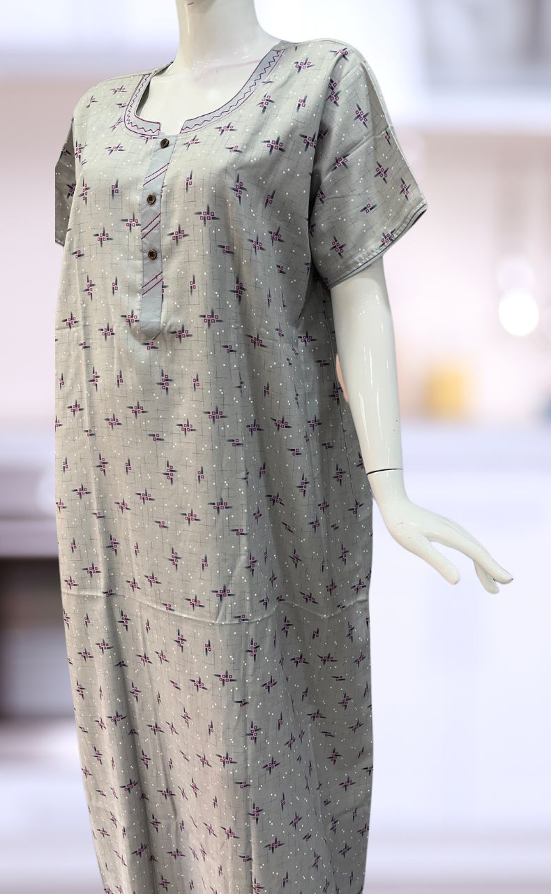 Light Blue Abstract  XXL Spun Nighty. Flowy Spun Fabric | Laces and Frills - Laces and Frills