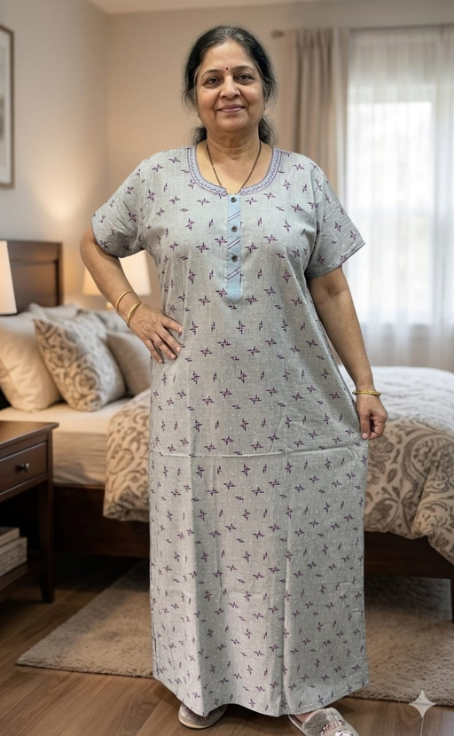 Light Blue Abstract  XXL Spun Nighty. Flowy Spun Fabric | Laces and Frills - Laces and Frills
