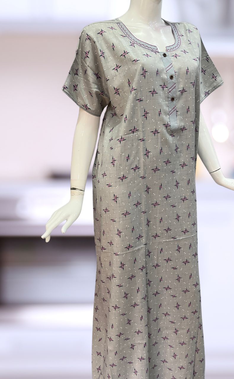Light Blue Abstract  XXL Spun Nighty. Flowy Spun Fabric | Laces and Frills - Laces and Frills