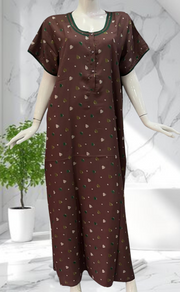 Brown Hearts Spun Nighty. Flowy Spun Fabric | Laces and Frills - Laces and Frills