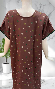 Brown Hearts Spun Nighty. Flowy Spun Fabric | Laces and Frills - Laces and Frills