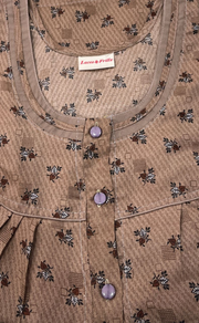 Brown Tiny Flora Soft Cotton Nighty. Soft Breathable Fabric | Laces and Frills - Laces and Frills
