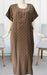 Brown Abstract Spun 3XL Nighty . Flowy Spun Fabric | Laces and Frills - Laces and Frills