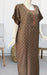Brown Abstract Spun 3XL Nighty . Flowy Spun Fabric | Laces and Frills - Laces and Frills