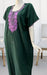 Bottle Green/Lavender Embroidery Soft 3XL Nighty. Soft Breathable Fabric | Laces and Frills - Laces and Frills