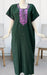 Bottle Green/Lavender Embroidery Soft 3XL Nighty. Soft Breathable Fabric | Laces and Frills - Laces and Frills