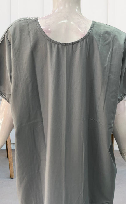 Grey Embroidery Soft 3XL Nighty. Soft Breathable Fabric | Laces and Frills - Laces and Frills