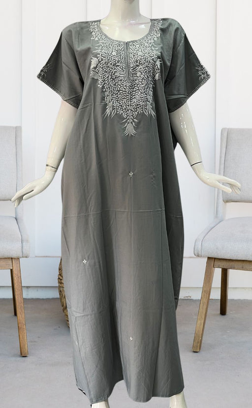 Grey Embroidery Soft 3XL Nighty. Soft Breathable Fabric | Laces and Frills - Laces and Frills