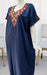 Indigo Blue Kashmiri Embroidery Soft Cotton 3XL Nighty . Soft Breathable Fabric | Laces and Frills - Laces and Frills