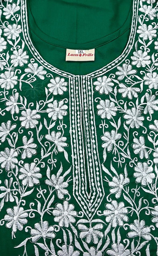 Green Embroidery Soft Cotton Nighty. Soft Breathable Fabric | Laces and Frills