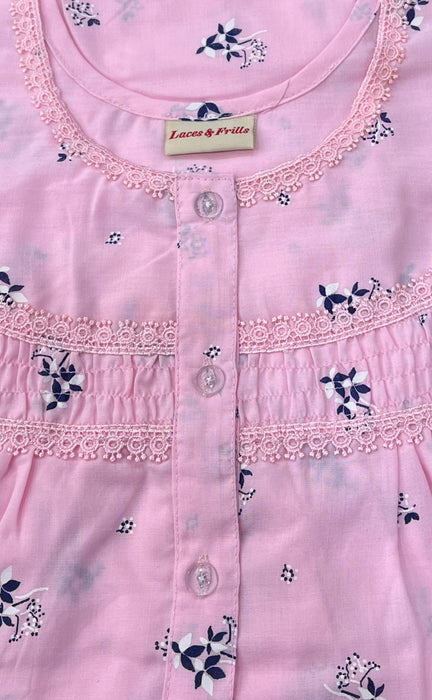 Pink Floral Boutique Pastel Nighty. Pure Durable Cotton | Laces and Frills - Laces and Frills