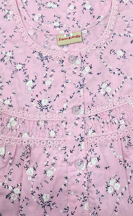 Pink Garden Pure Boutique Cotton Nighty. Pure Durable Cotton | Laces and Frills - Laces and Frills