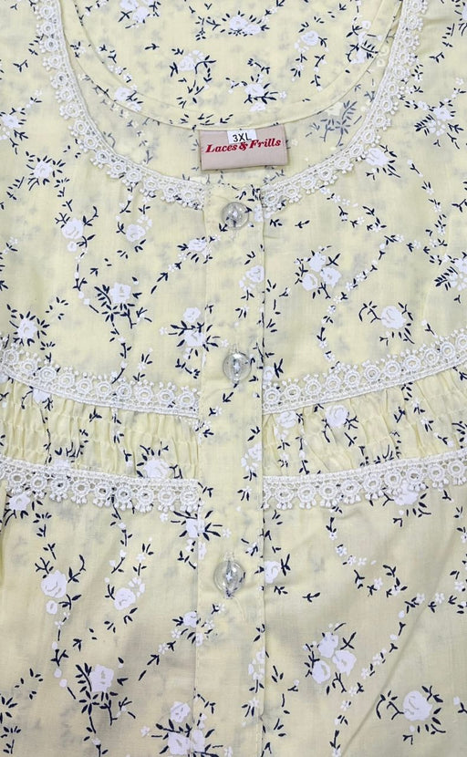 Yellow Garden Pure Boutique Cotton Nighty. Pure Durable Cotton | Laces and Frills - Laces and Frills