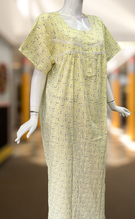 Yellow Floral Pure Boutique Cotton Nighty. Pure Durable Cotton | Laces and Frills - Laces and Frills