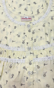 Yellow Tiny Flora Boutique Cotton Nighty. Pure Durable Cotton | Laces and Frills - Laces and Frills
