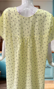 Yellow Tiny Flora Boutique Cotton Nighty. Pure Durable Cotton | Laces and Frills - Laces and Frills