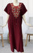Dark Maroon Parsi Embroidery Soft Cotton Nighty. Soft Breathable Fabric | Laces and Frills - Laces and Frills
