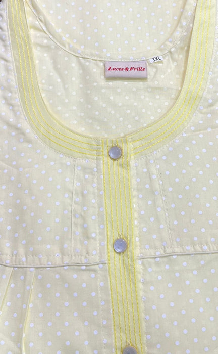 Yellow Dots Boutique Pastel Nighty. Pure Durable Cotton | Laces and Frills - Laces and Frills